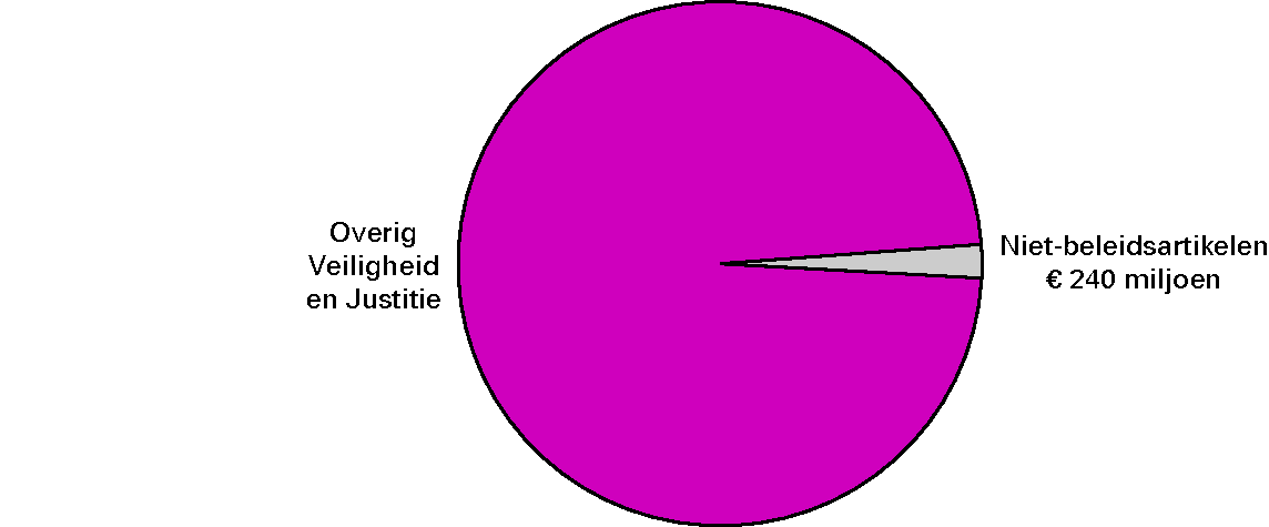 Realisatie begrotingsuitgaven Veiligheid en Justitie € 11 438,5 miljoenNiet-beleidsartikelen (91, 92, 93) 2,1%