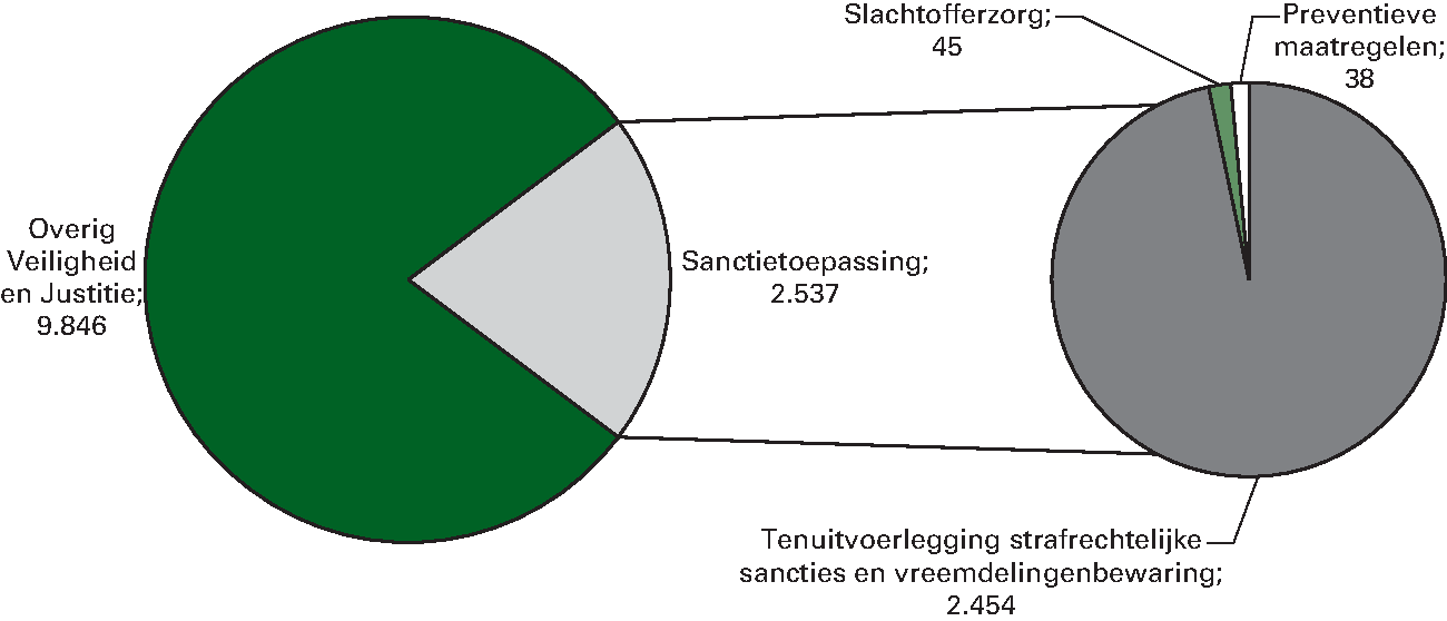 Realisatie begrotingsuitgaven Veiligheid en Justitie € 12.383 miljoen Art. 34 Sanctietoepassing 20,5%