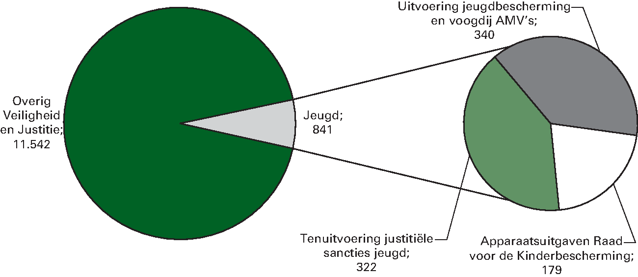 Realistatie begrotingsuitgaven Veiligheid en Justitie € 12.383 miljoen Art. 35 Jeugd 6.8%