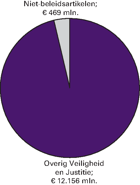 Realisatie begrotingsuitgaven Veiligheid en Justitie € 12.625 miljoen Niet-beleidsartikelen (91, 92, 93) 3,7%